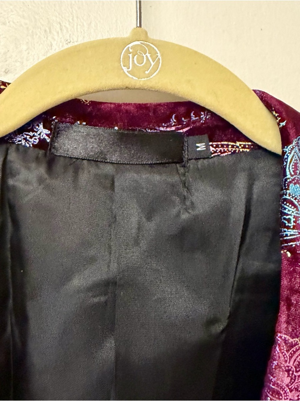 Mens Velvet Iridescent Paisley Blazer in Deep Purple - Picture 3 of 8
